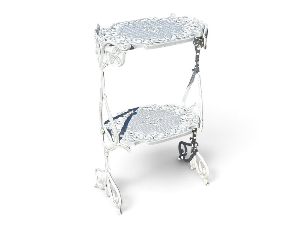 Finely Cast Scrolled and Tiered Iron Garden Stand