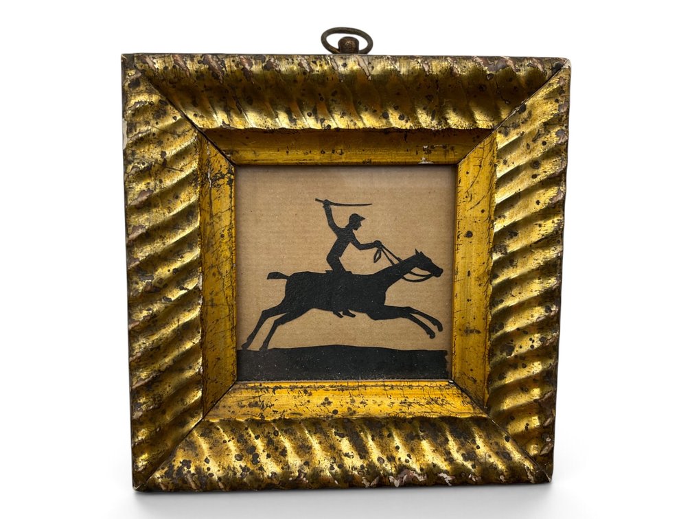 19th C. Miniature Equestrian Scissor Cut Silhouette