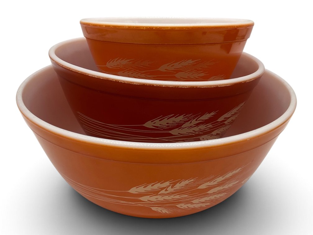 Pyrex Autumn Harvest Wheat Nesting Mixing Bowls