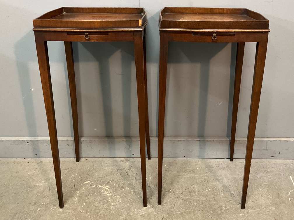 Pair of English Inlaid End Tables 