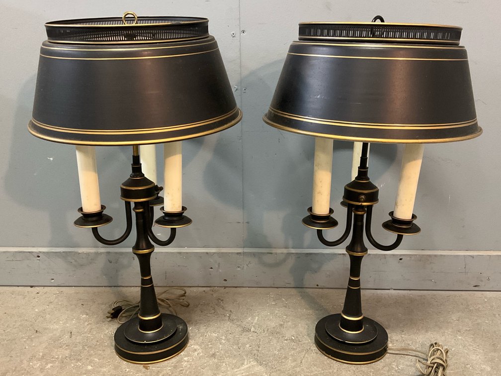 Pair of Tole Bouillotte Lamps 