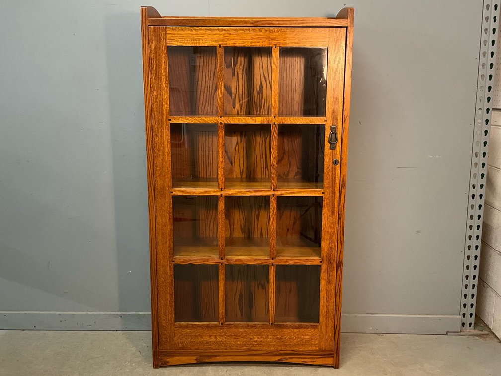 Mission-Style Oak One Door Bookcase 