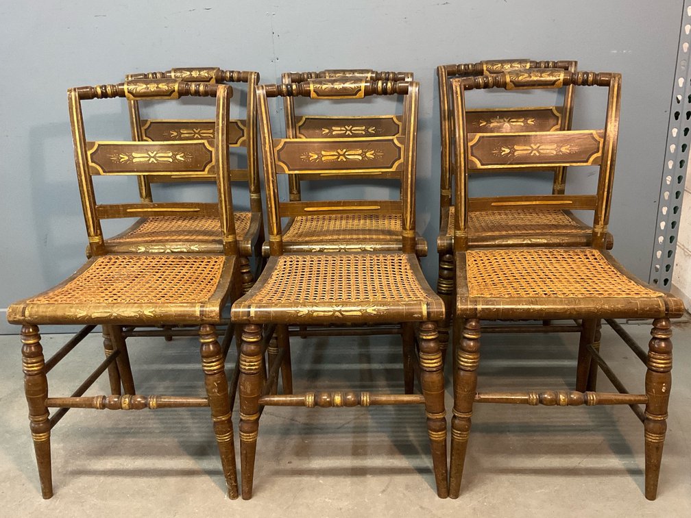 Set of Six Hitchcock-Style Chairs 