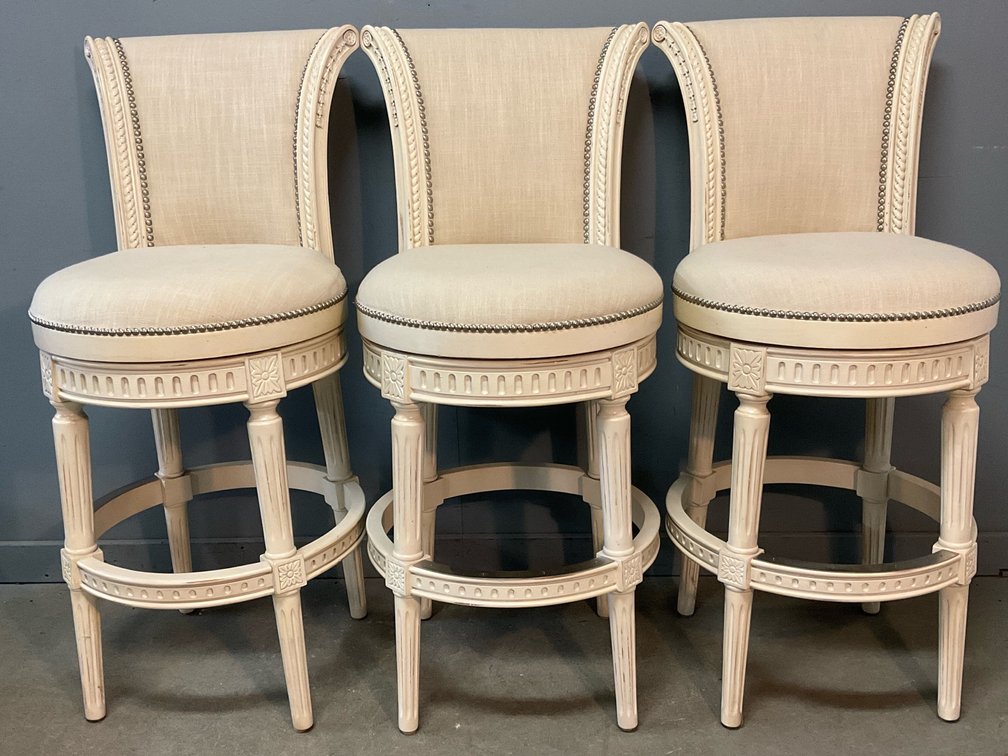 Trio of Upholstered Swivel Chairs 