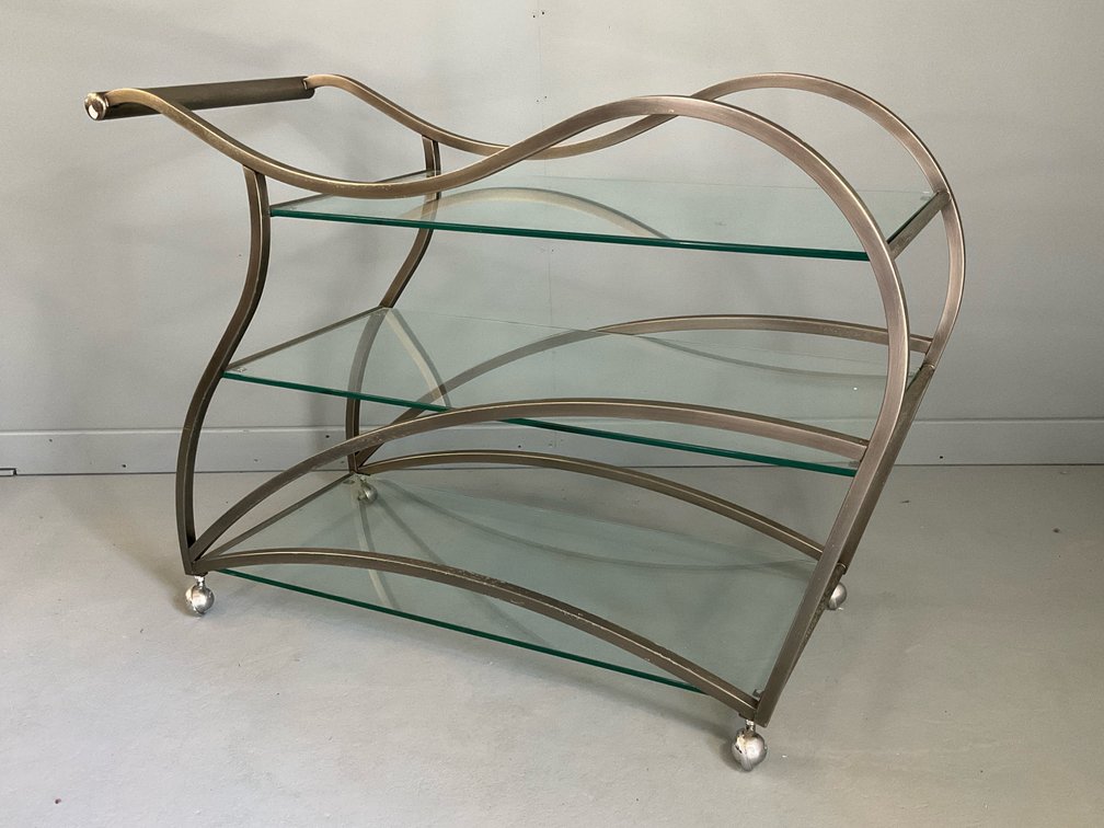 Milo Baughman-Style Bar Cart 