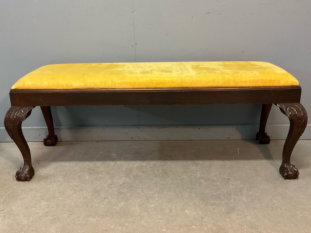 Chippendale-Style Carved Bench 