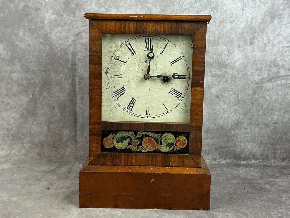 Reverse Painted Cottage Clock 