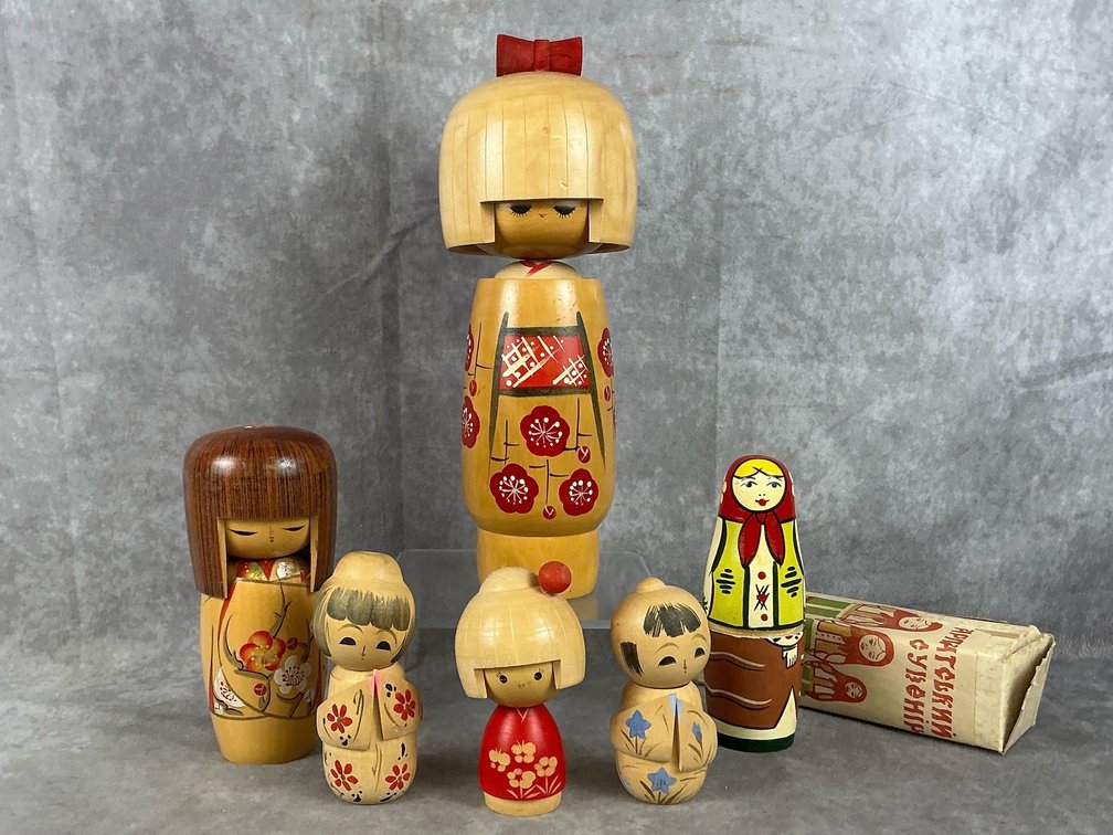 Carved Wooden Japanese Russian Figures
