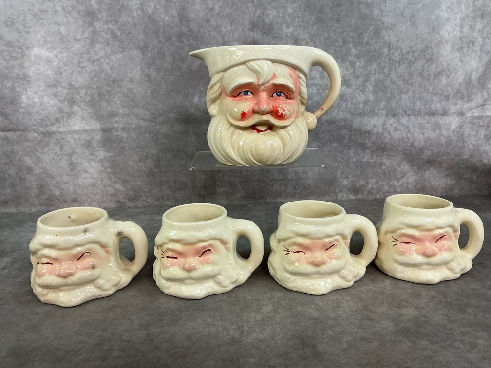 Santa Pitcher & Winking Santa Mugs