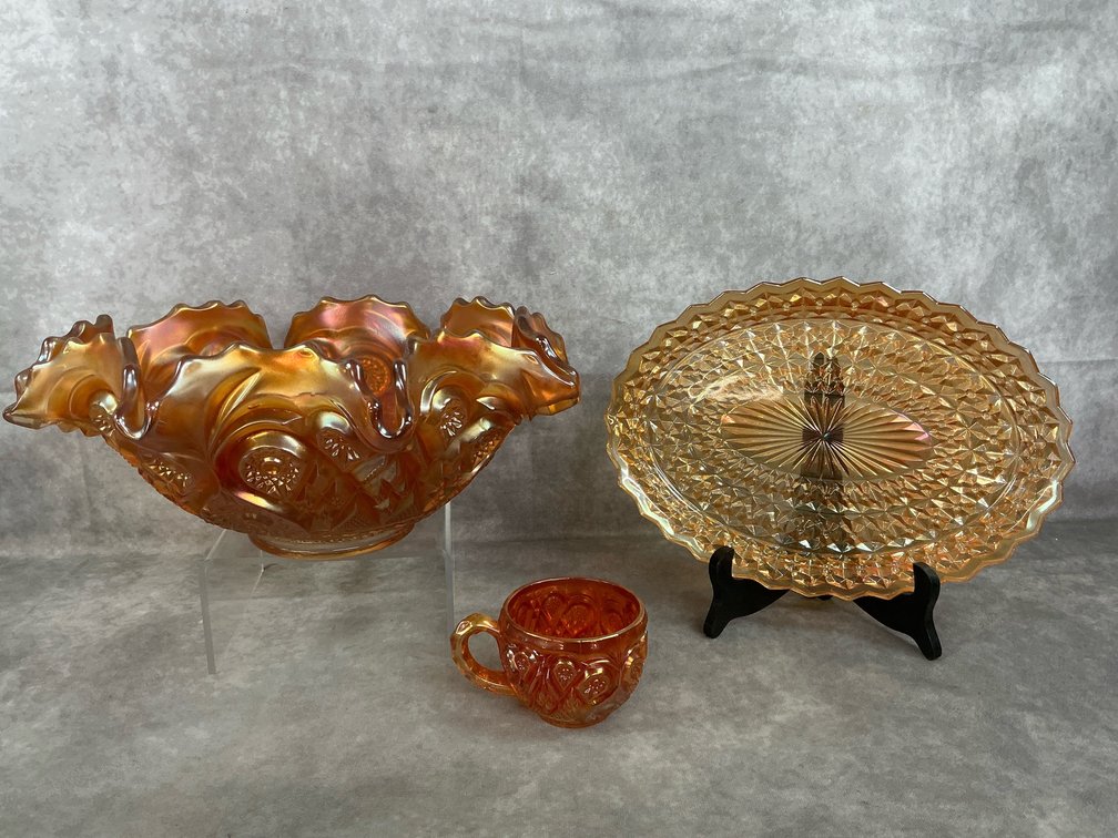 Marigold Carnival Punch Bowl, Cup & Platter