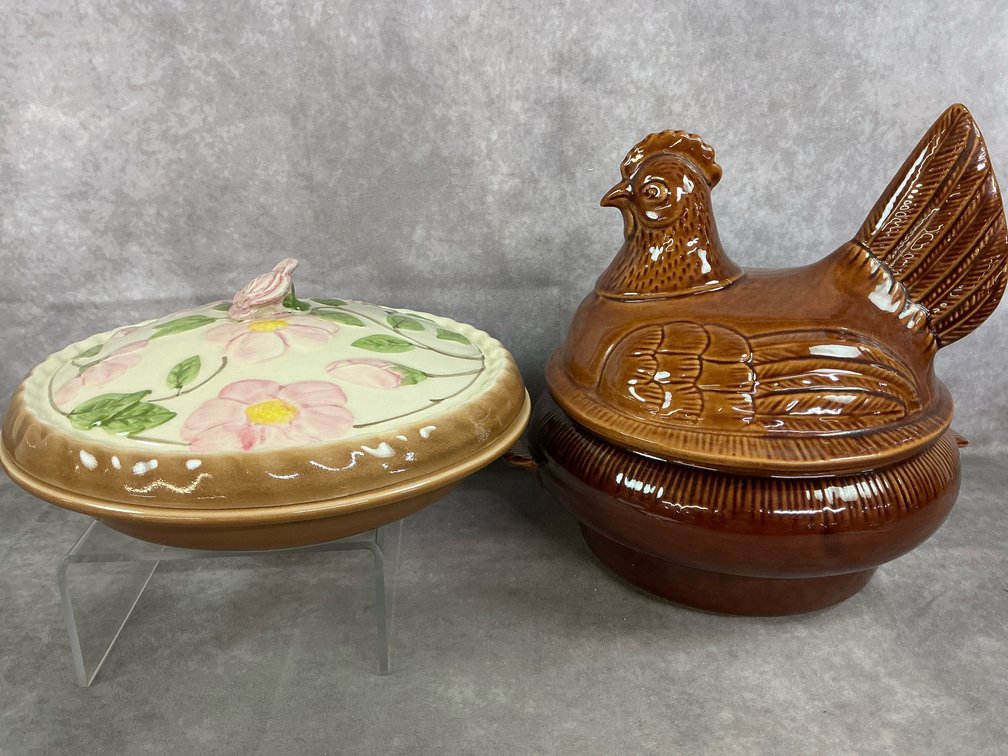 Ceramic Hen Tureen & Pie Plate