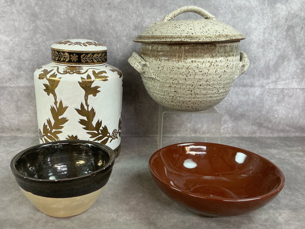 Ginger Jar, Stoneware Pot & Bowls