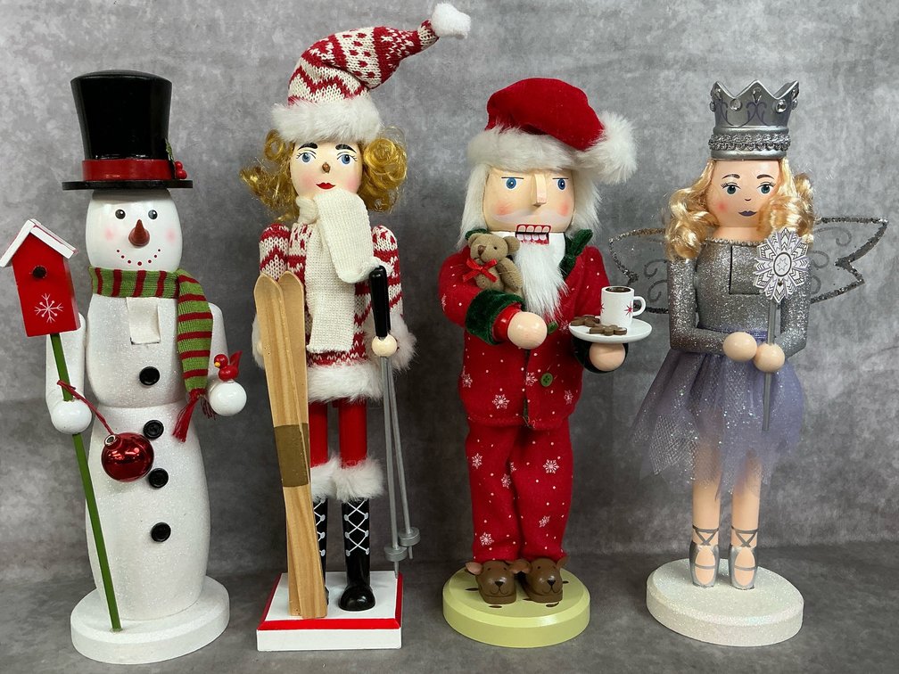 Snowman, Skier, PJ Santa, & Ballerina Nutcrackers