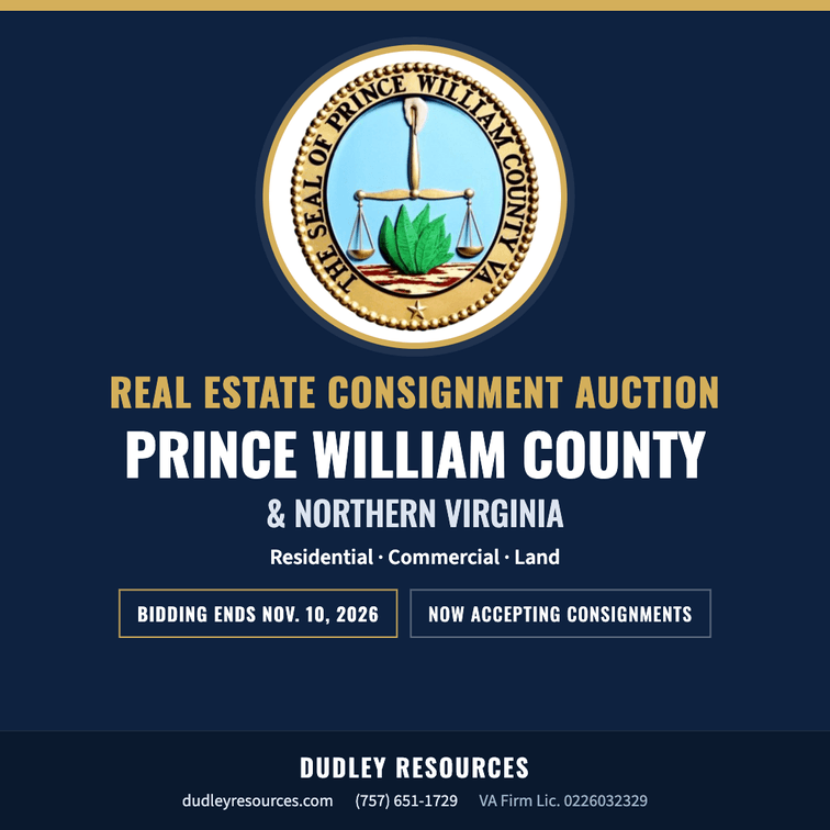 Image for Prince William County and Northern Va Real Estate Consignment Auction. Sell your personal Real Estate at your price and pay no Commissions