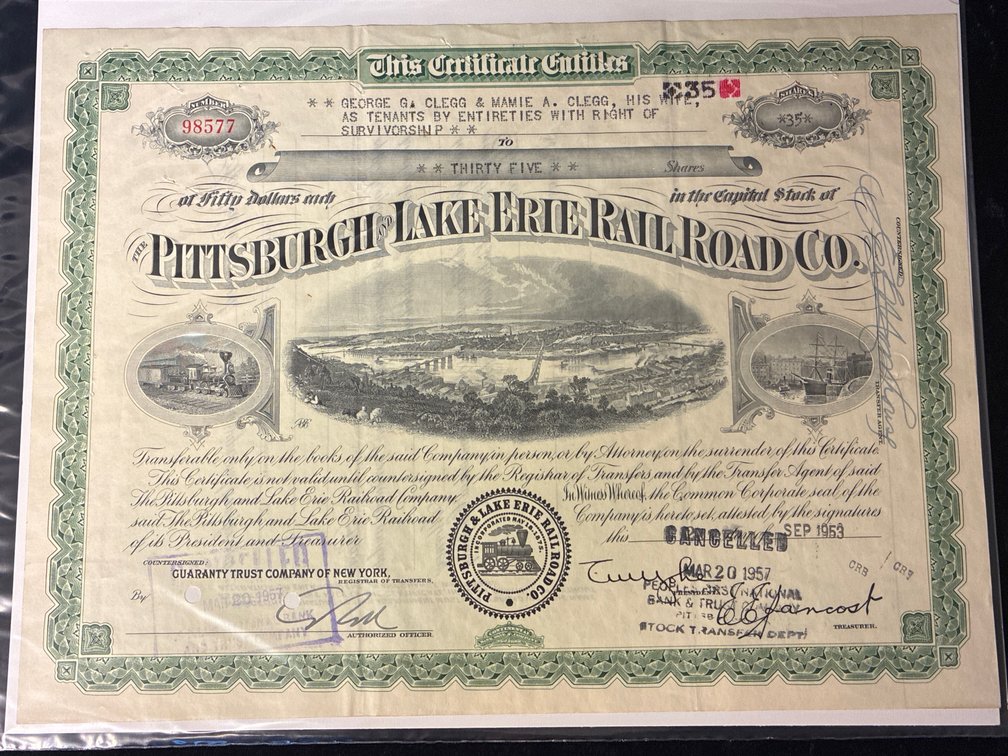 Eight vintage railroad stocks and shares