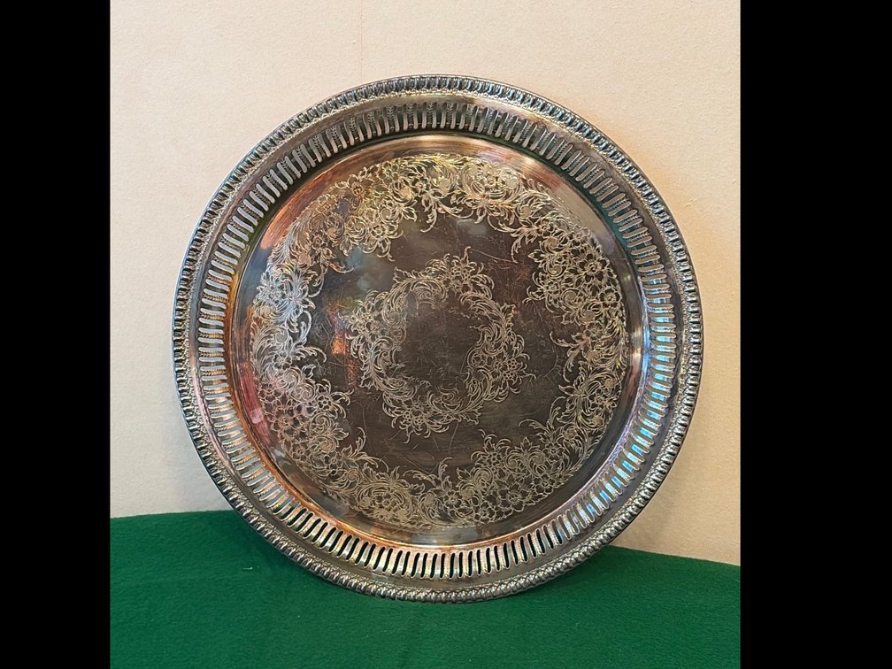 Silver plated decorative serving tray