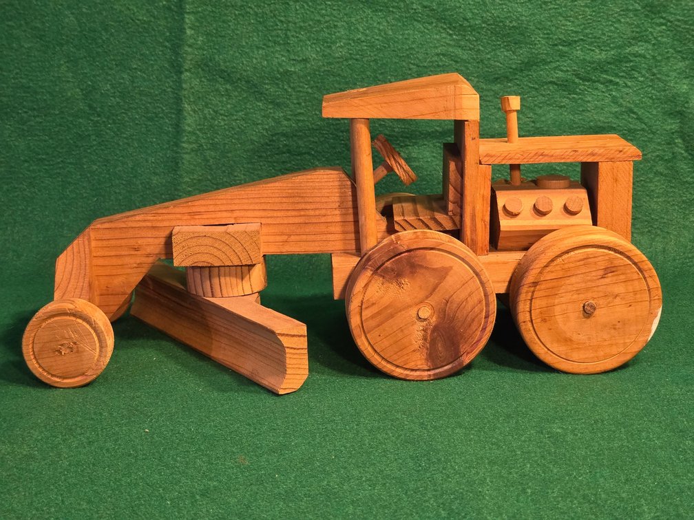 Handmade Wooden Tractor Road Grader Toy
