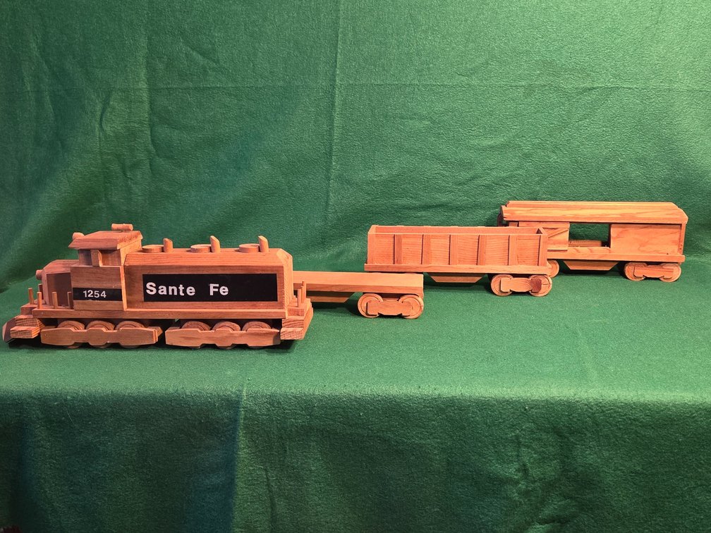 Handmade Toys Wooden Train Engine and 5 Rail Cars