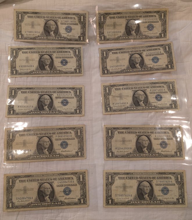 10 - 1957 One Dollar Silver Certificates