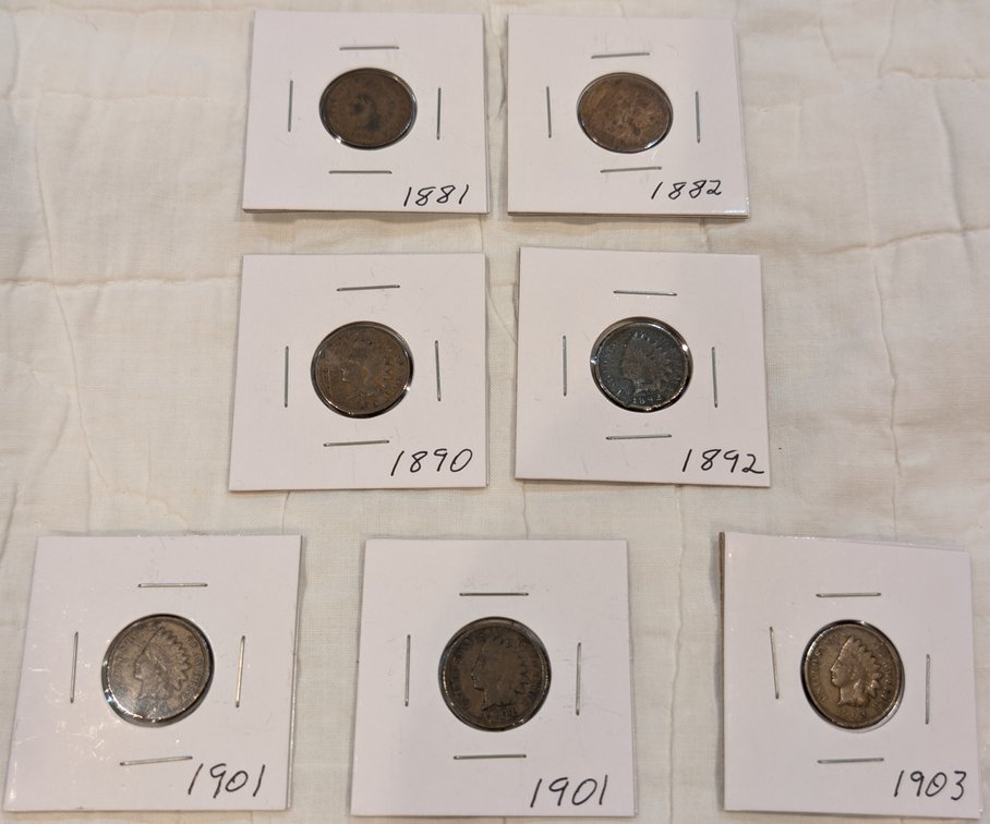 7 - Indian Head Pennies 1881-1903