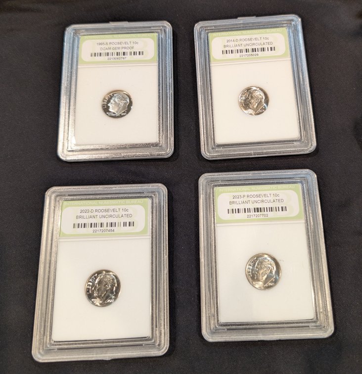 4 Graded BU Roosevelt Dimes 1995-2023