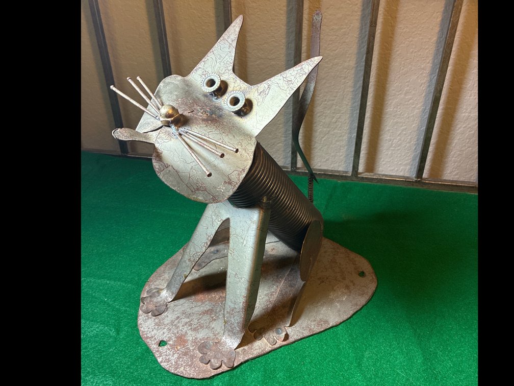 Metal cat sculpture
