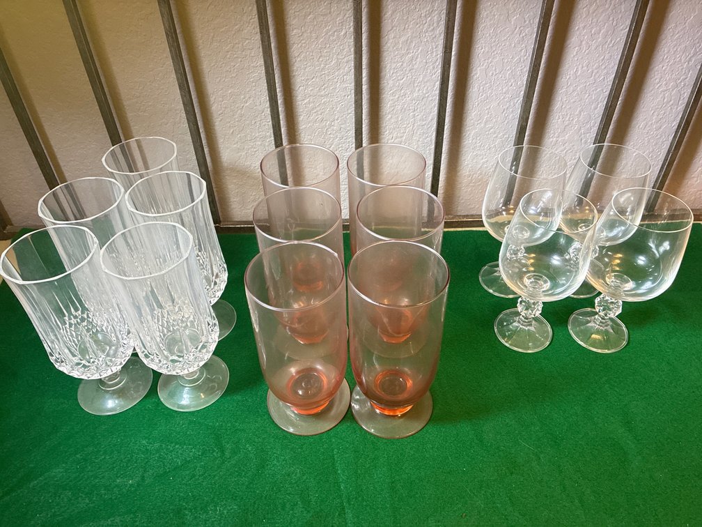 3 sets of glass cups