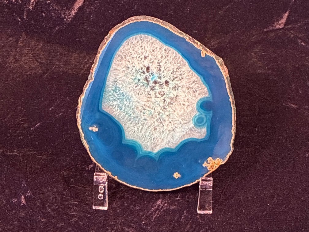 Blue sliced geode w/ stand