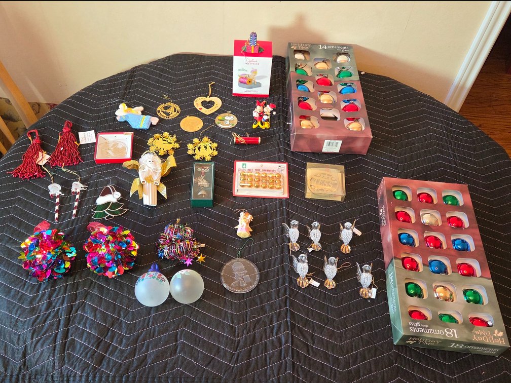 Vintage colorful and MCM ornaments