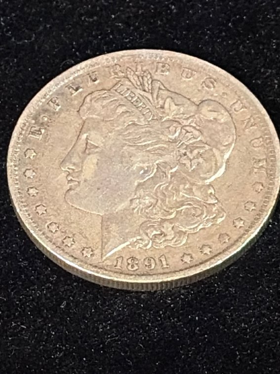 1891 Morgan silver dollar