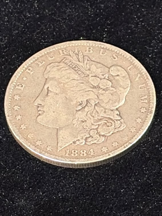 1884 Morgan silver dollar