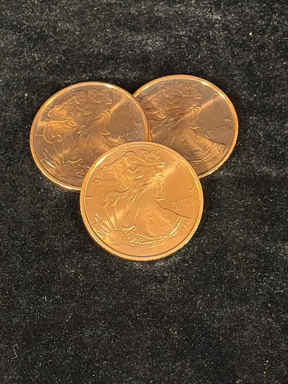 3-Copper 1 Oz rounds