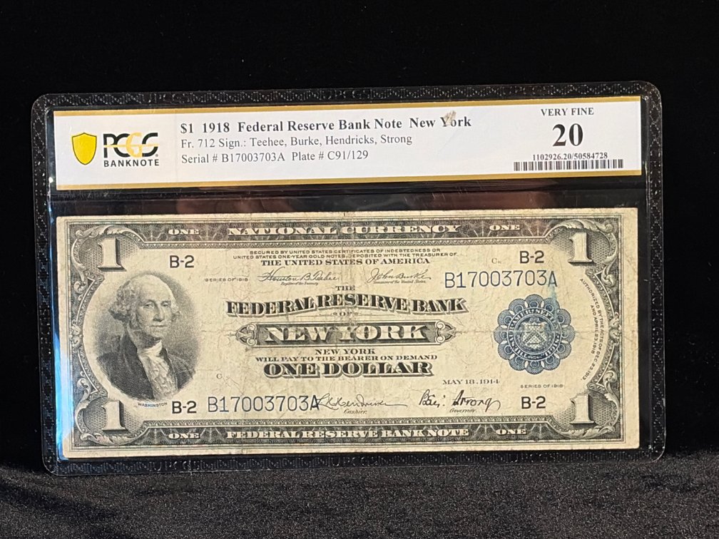 $1 1918 Federal Reserve Bank Note New York