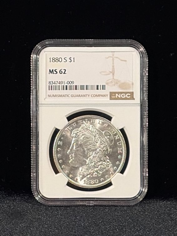 1880 S Morgan silver dollar MS 62