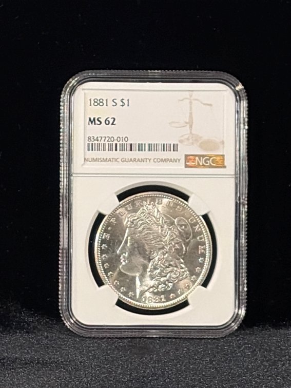 1881S Morgan silver MS 62