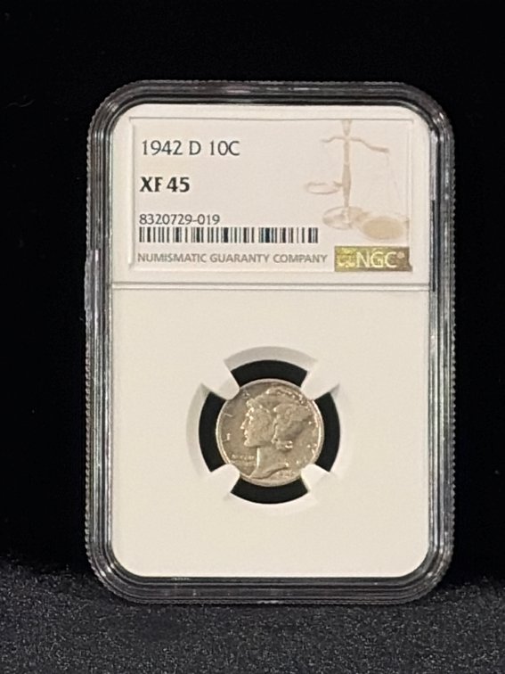1942 D  Mercury dime XF45