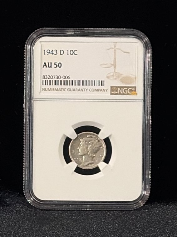 1943D mercury dime AU 50