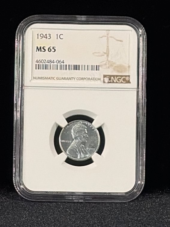 1943 steel penny MS 65