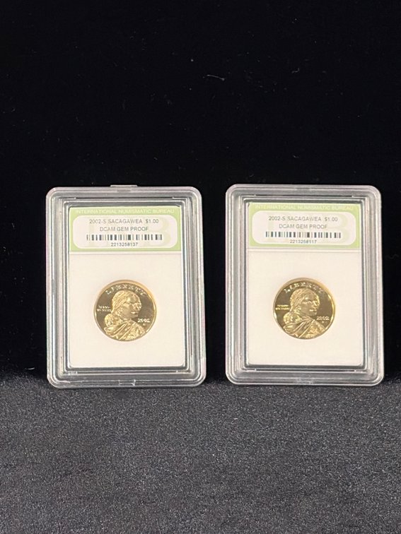 (2) 2002 S Sacajawea one dollar DCAM GEM proofs
