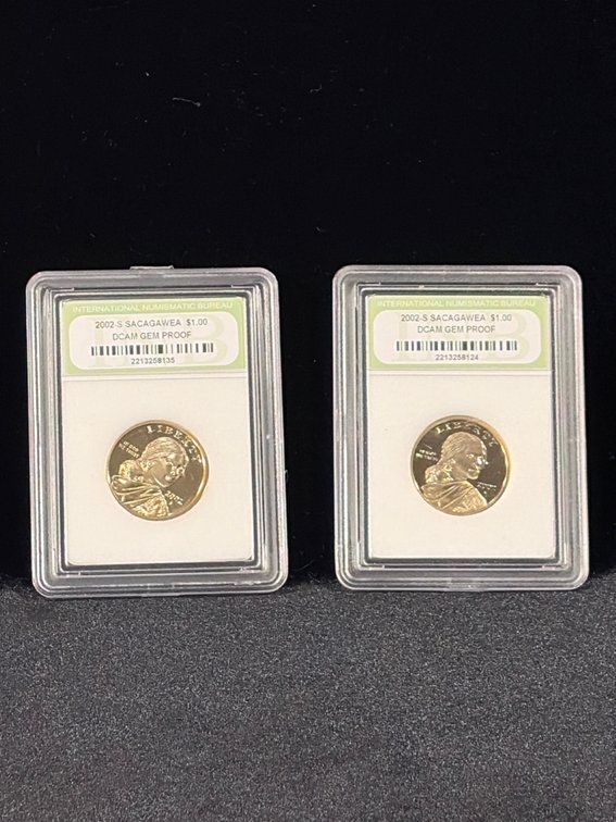 (2) 2002 S Sacajawea one dollar DCAM GEM proofs