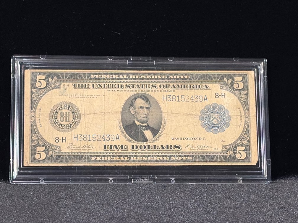 1914 five dollar large federal reserve note