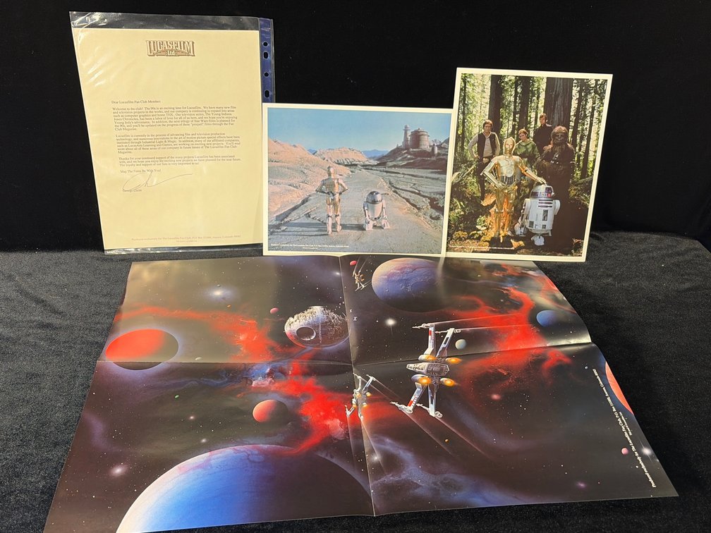 Star Wars fan club pack with George Lucas signed letter, photos and poster