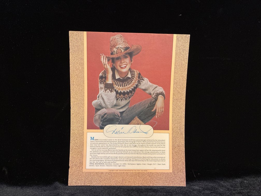 Marie Osmond Autograph