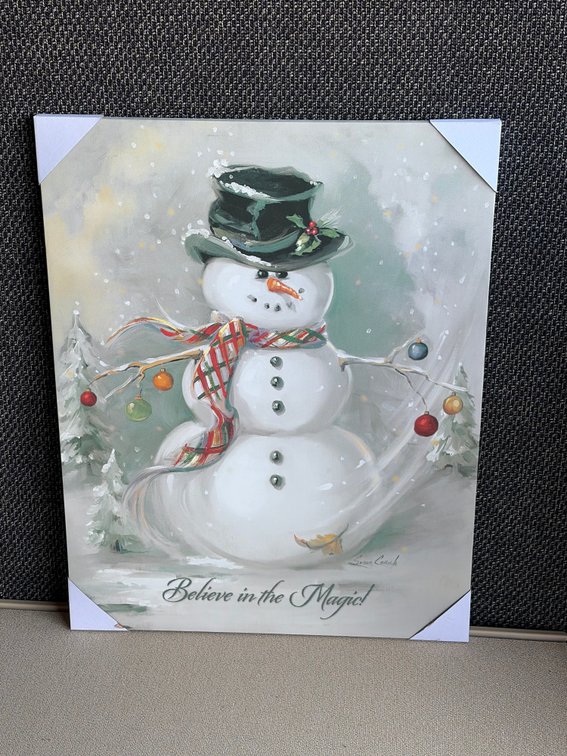 16 x 20 snowman print on canvas “believe in magic