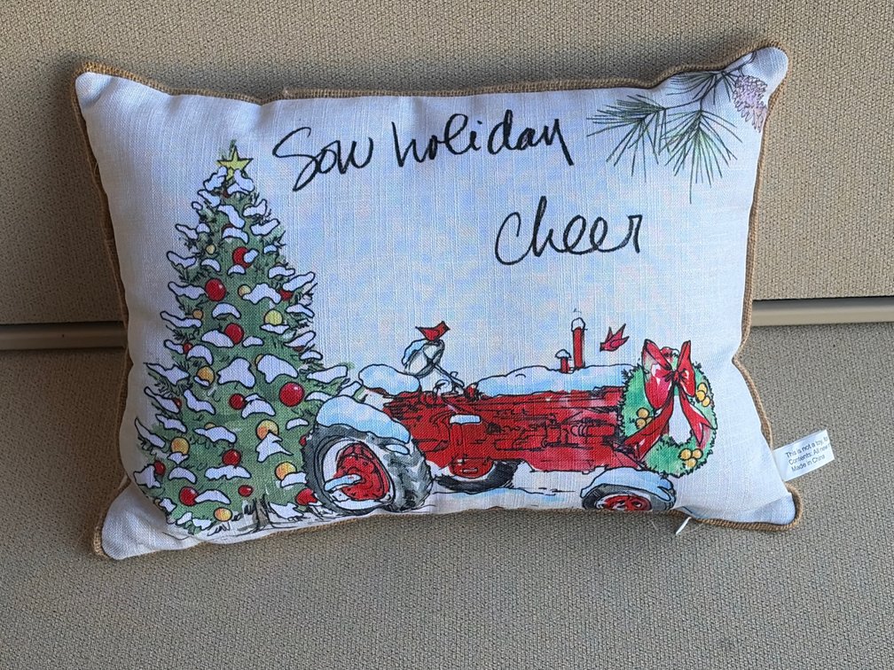 Holiday tractor pillow