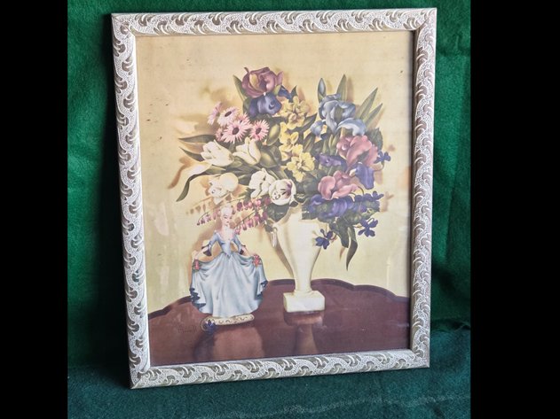 1940s Framed vintage 10x12 Averill floral print
