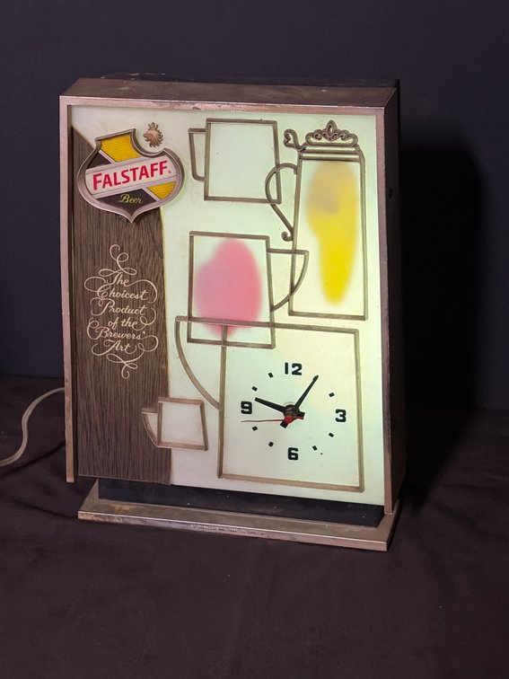 Falstaff staff advertising clock neon
