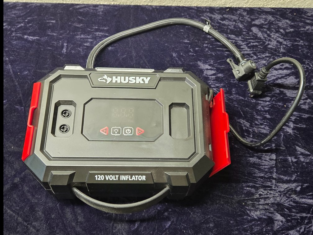 Husky 120-Volt Inflator (Model H120N), a compact corded electric air compressor