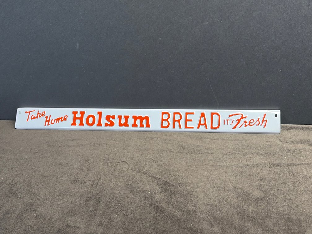Vintage Holsum Bread metal advertising shelf tag