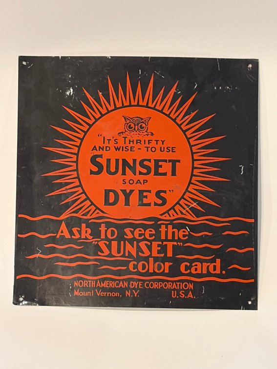 Sunset Dies. Vintage Metal sign